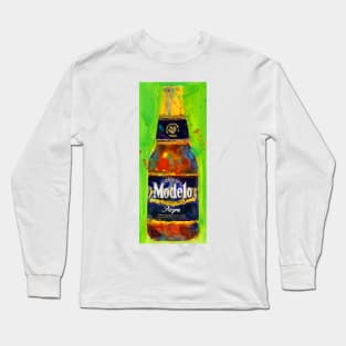 Mexican Bottle Beer Green background bar deco Long Sleeve T-Shirt